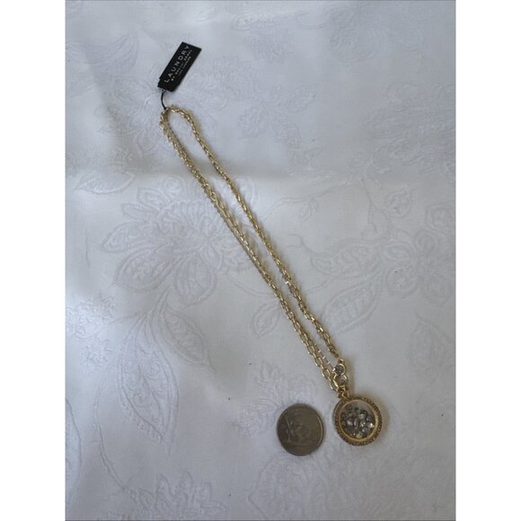 Laundry Floating Charm Circle Goldtone Chain Statement Necklace 19" NEW - Picture 8 of 10